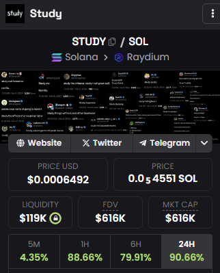 $STUDY went completely ded for more than 1 month, bottom tick around $100k down from $8M god candle today, volume came back, same thing that happened to $BOOP i'm not fading, just studying - 12x from here to the previous ATH /CLASS_IS_IN_SESSION