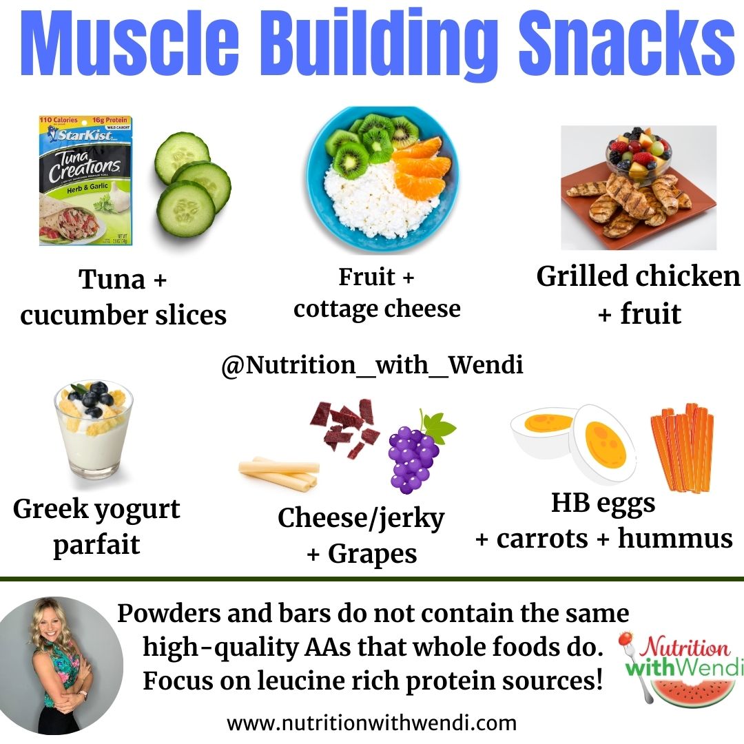 Six simple snacks to satisfy hunger, cravings, and build muscle as a busy athlete or workday warrior! Let us remove the guesswork on what to eat, and how much to eat to reach your goals! Join the elite membership today!! nutritionwithwendi.com/membership/