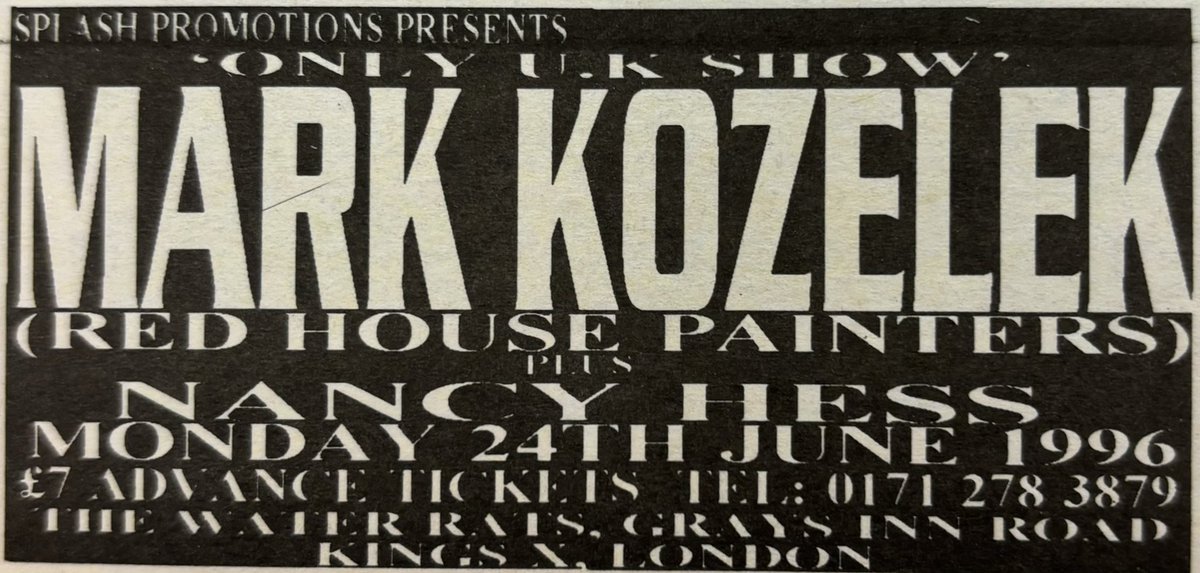 Mark Kozelek at Water Rats! Melody Maker, 22 June 1996. #MelodyMaker #MyLifeInTheUKMusicPress #1996