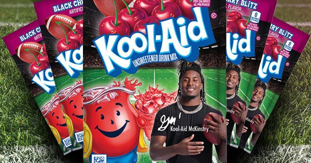 During his time at Alabama, Kool-Aid McKinstry and Kool-Aid partnered as part of an NIL deal. Now, McKinstry is heading to the New Orleans Saints, and Kool-Aid is celebrating with a new limited-edition flavor. Story for @On3sports x @5GOATs_: on3.com/pro/news/kool-…