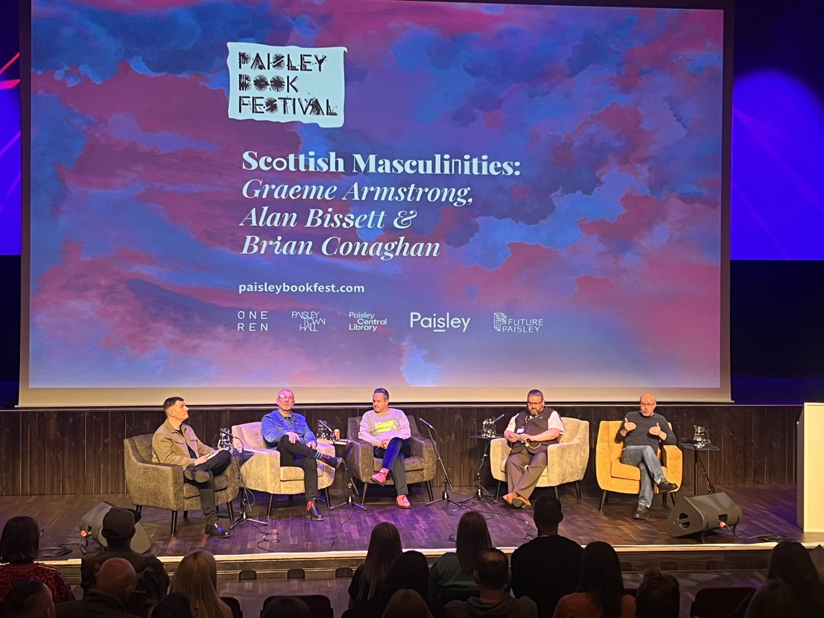 Great to hear Alan Nisbett, Graeme Armstrong and Brian Conaghan speak about masculinity in Scotland and their work in @RenCouncil schools as part of #paisleybookfestival @MVPScot @EdScotIGBE