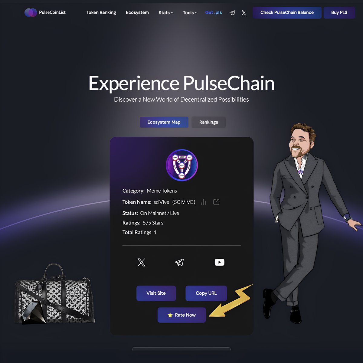 🔮 Big shoutout to @PulseCoinList for the new rating system, it’s a nice touch! 🔮 Let’s show our support by dropping some solid feedback about the $sciVive project. ✍️💌💜 Remember, we’re a decentralized powerhouse, so let’s roll up our sleeves and make it blast off to the…