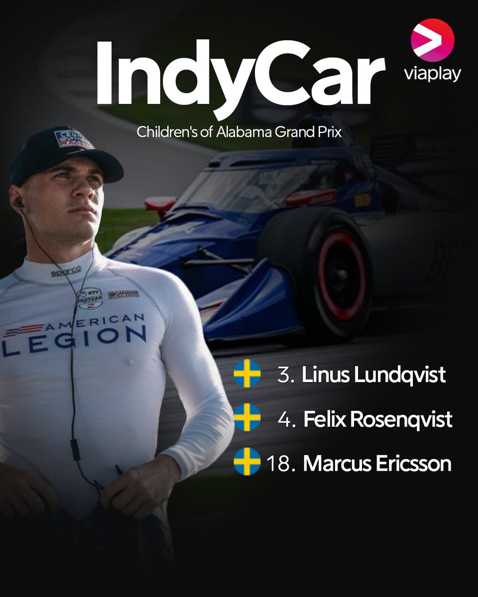 Linus Lundqvist på pallen! 🌟🇸🇪 Den svenske rookien kommer trea i Children's of Alabama Grand Prix 3⃣🔝 Felix Rosenqivst körde i mål som fyra och Marcus Ericsson hamnade på en 18:e plats