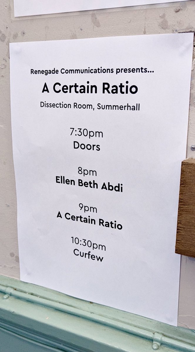 Tonight’s entertainment, A Certain Ratio in the Dissection Room at Summerhall. @acrmcr @Summerhallery