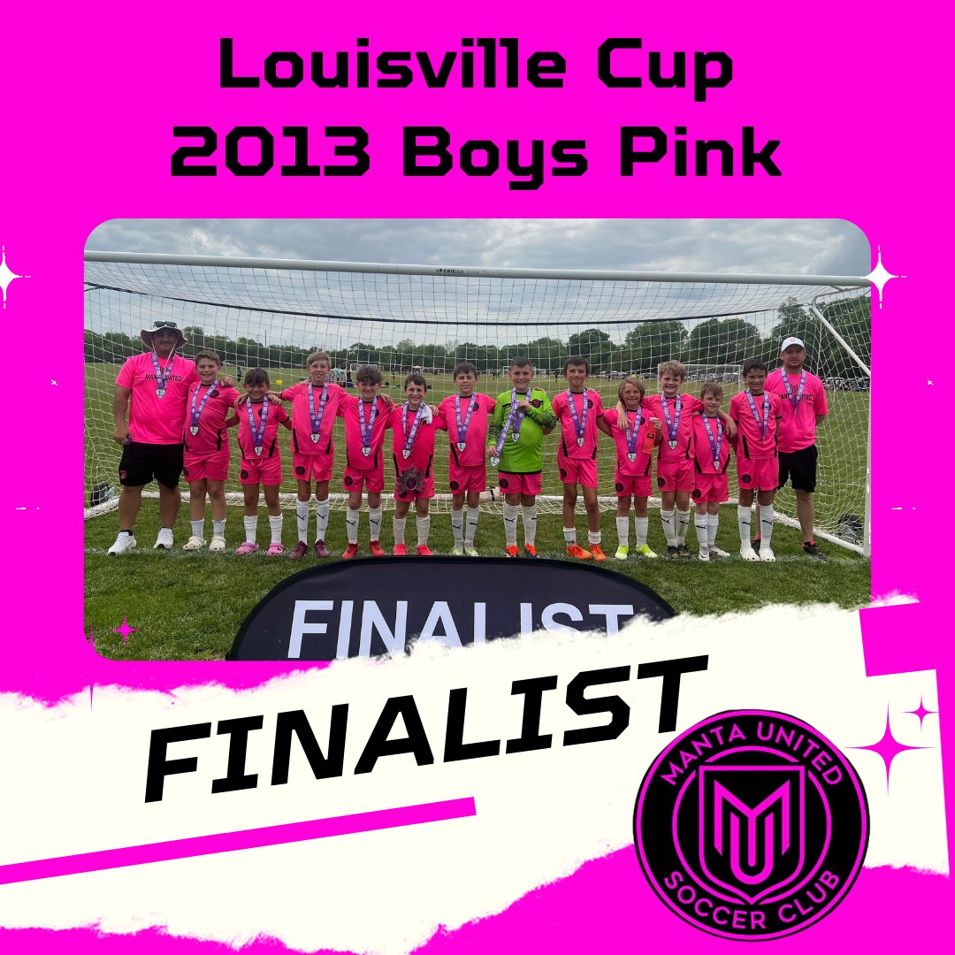 CONGRATS to the @manta13boyspink! FINALISTS of the Louisville Cup playing up an age! Way to go, boys!🎉🩷🖤 #mantafam #teammanta #thatpinkclubfromohio #thinkpink