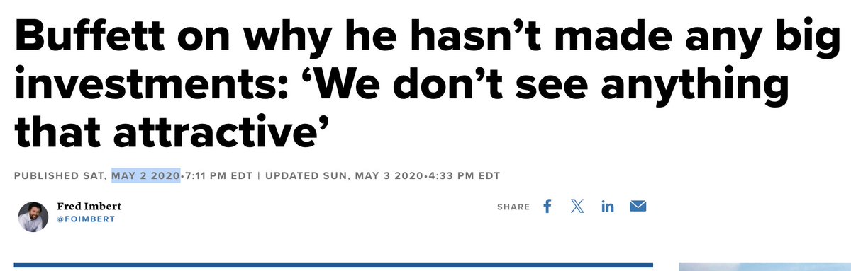 Going out on a limb here, but I'm thinking #Buffett is not a good indicator of what you should or shouldn't be doing. Something tells me stocks are significantly higher than from May 2020. Someone, check my math please.