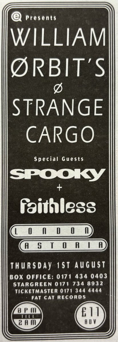 William Orbit’s Strange Cargo! Spooky! Faithless! Astoria! Melody Maker, 22 June 1996. #MelodyMaker #MyLifeInTheUKMusicPress #1996