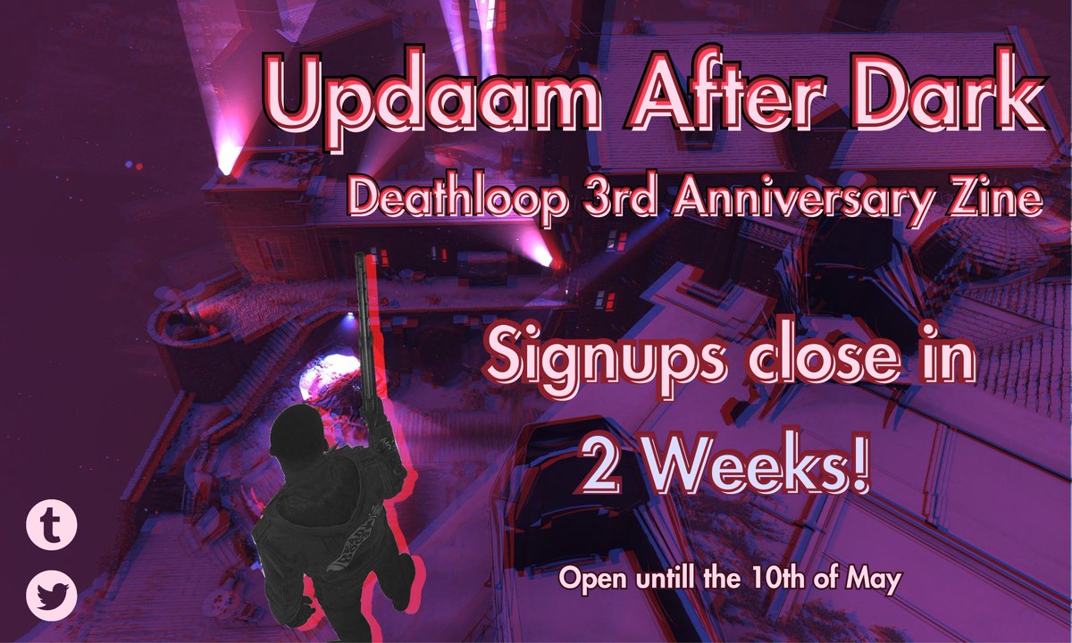 Dear eternalists! Have you filled in the form for our [Ultra Exclusive] Anniversary zine? Don't fret, you still have 2 weeks to do so! All details here: updaamafterdark.carrd.co #Deathloop #Deathloopzine #signups