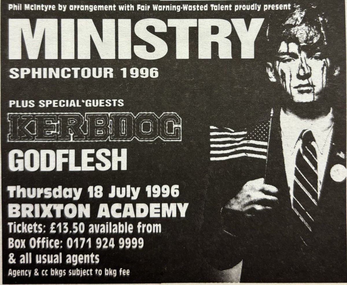 Ministry at Brixton Academy! Melody Maker, 22 June 1996. #MelodyMaker #MyLifeInTheUKMusicPress #1996