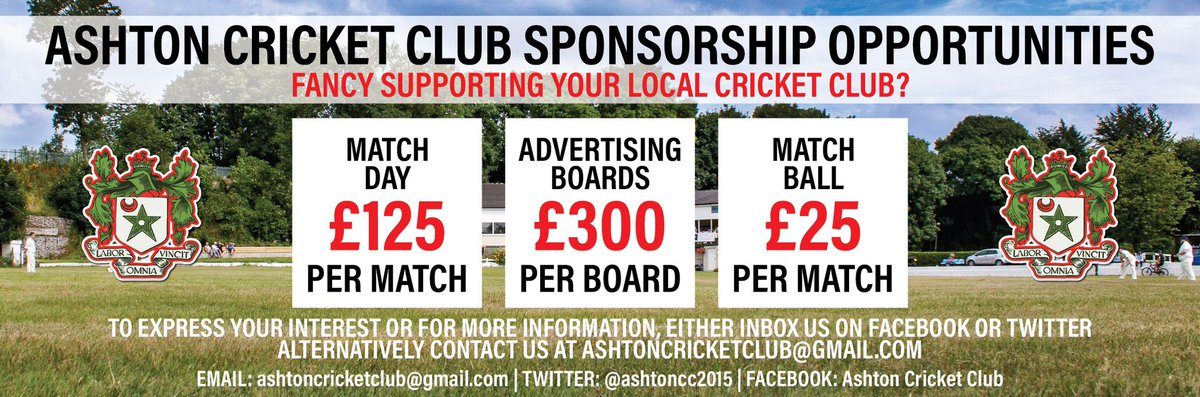 We are actively seeking sponsors to support us. @Notcuttsuk these are the opportunities to support your local community and neighbouring amateur sports club.