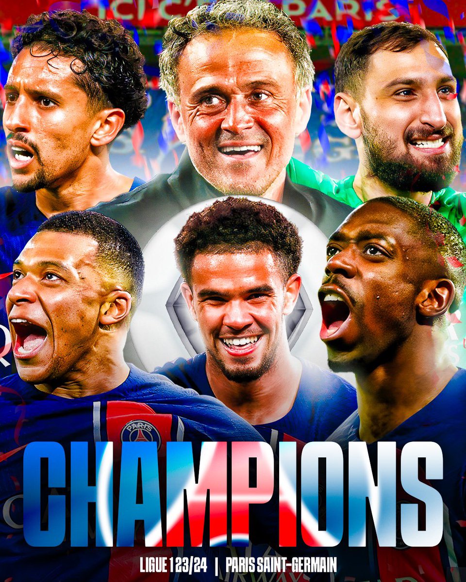 Paris Saint-Germain are now champions of France for the 12th time in their history !🏆🔴🔵