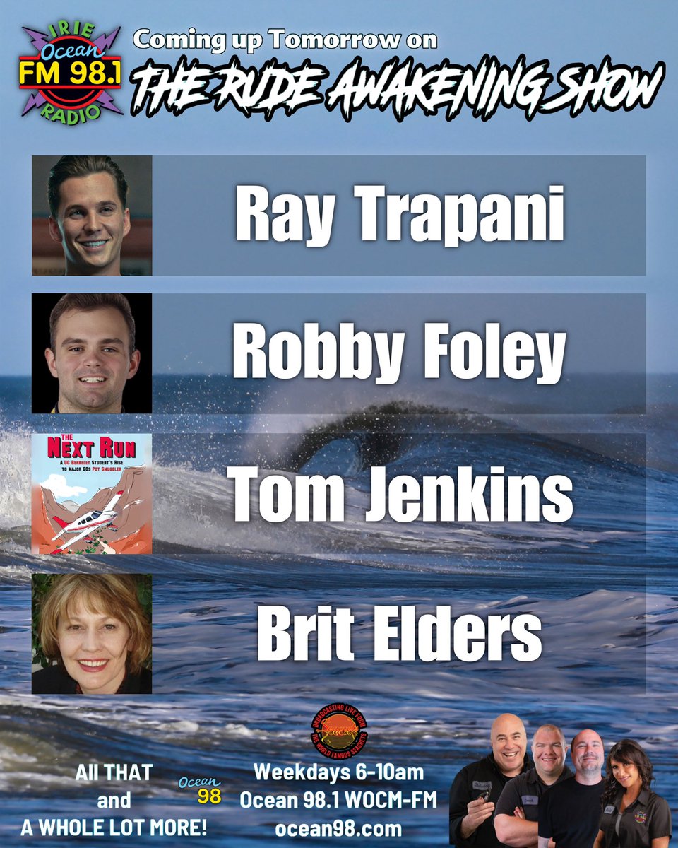 Coming up tomorrow morning! ocean98.com #ocean98 #ocmd #enjoyocmd #bulldogsrudeawakeningshow #voiceofthecommunity #thankyouforlistening #malibussurfshop #thecarstoremdde #thetruckstoremdde #britelders #robbyfoley #raytrapani