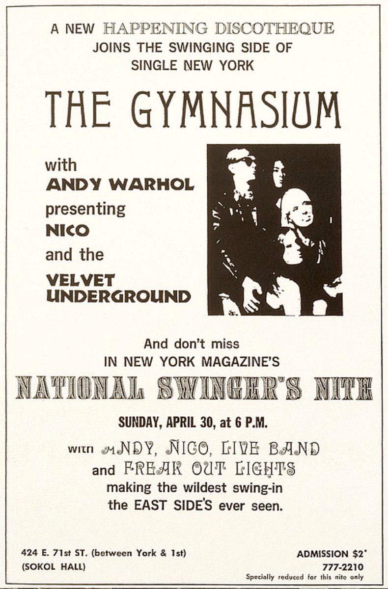 OTD 💥💥💥

April 28-30, 1967 The Gymnasium, New York City, NY
#AndyWarhol #VelvetUnderground