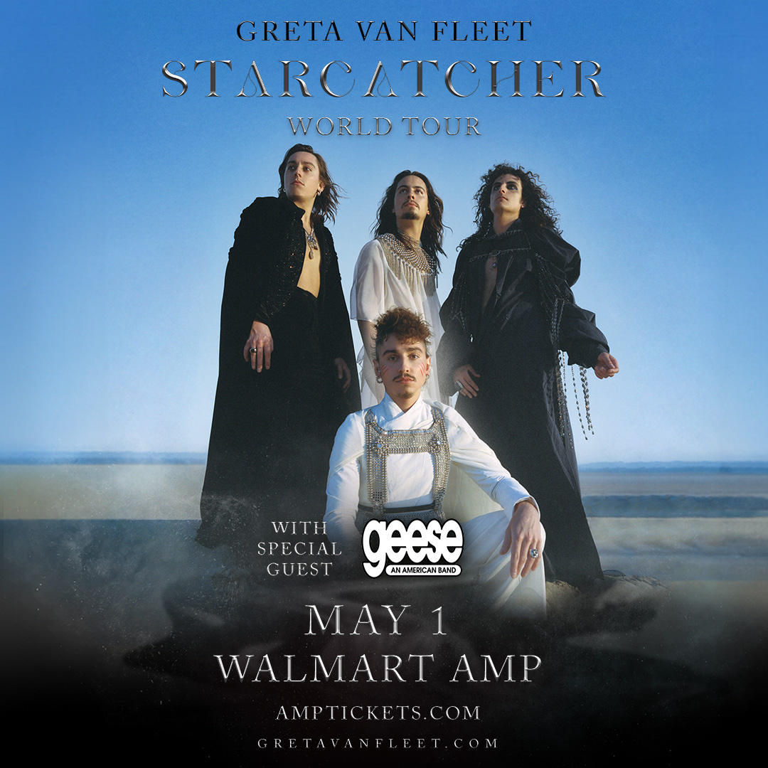Calling all music lovers! 🎶 Don't miss the electrifying performance by Greta Van Fleet at the @Walmart_Amp in Rogers, AR on May 1st! Tickets are selling fast, so grab yours today! 🔥 #LiveMusic #RockOn #WalmartAmp edgetulsa.com/concerts-and-e…