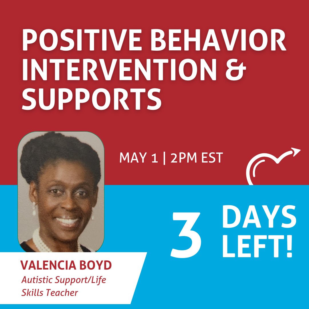 In 3 days, we'll hear all about Positive Behavior Interventions & Supports from Valencia Boyd, our #WebinarWednesday speaker! What is PBIS? Why is it used? Who needs it? These questions (& more!) will be answered at 2PM on May 1! Save your seat: educationassociates.com/resources/webi…