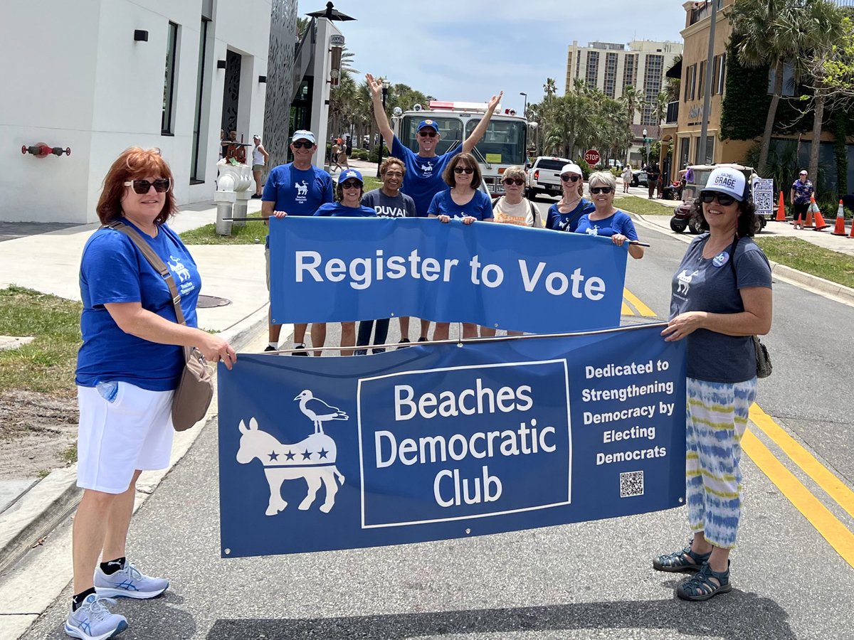 Beaches Democrats representing today at the Opening of the Beaches Parade in Jacksonville Beach! 💙🏝️☀️ You just love to see it! 👏😎🏖️