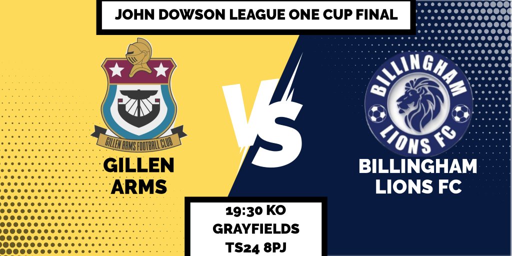GillenArmsFC's tweet photo. JOHN DOWSON CUP FINAL 🏆
This Friday night we face @BillyLionsFC in the John Dowson Cup final at Grayfields. 

The Pavilion Bar and seating areas will be open for spectators too, come along and support the lads! 

🟡⚫️ UP THE GILLEN 🟡⚫️ https://t.co/ndNnMaPBWm