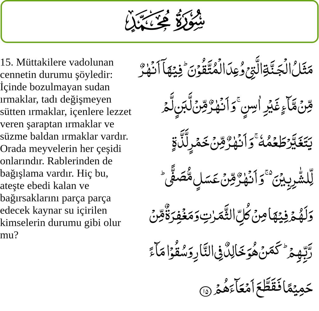 47 Sura Muhammad, Aya 15 - #Pakdata ürünü #QuranMajeed uygulaması ile
 quranmajeed.page.link/C2ZuPmkwPP8fyn…