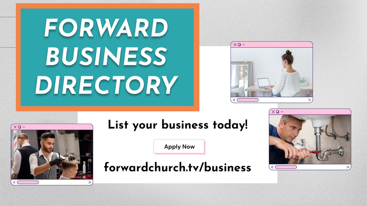 Today we announced the launch of a new feature on our website: The Forward Business Directory!

If you're a small business owner, manager, or sales representative and a member of our Forward Family, you can list your business for FREE!

To apply: forwardchurch.tv/business
