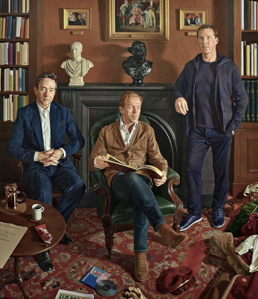 Great portrait painting of Damian Lewis, Matthew Macfadyen and Benedict Cumberbatch. Get the story behind the canvas here: damian-lewis.com/?p=53621 #DamianLewis #MatthewMacfadyen #BenedictCumberbatch #BenjaminSullivan