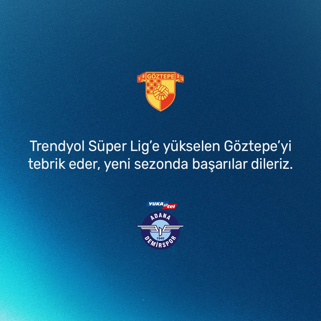 Trendyol Süper Lig’e yükselen @Goztepe 'yi tebrik eder, yeni sezonda başarılar dileriz.