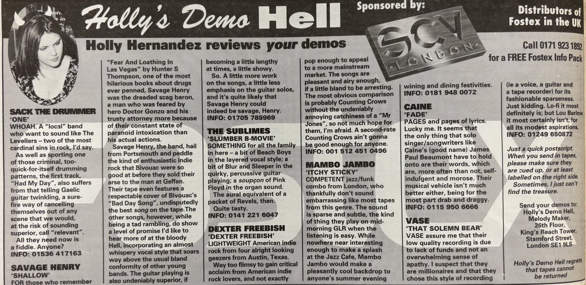 Holly’s Demo Hell! Melody Maker, 22 June 1996. #MelodyMaker #MyLifeInTheUKMusicPress #1996