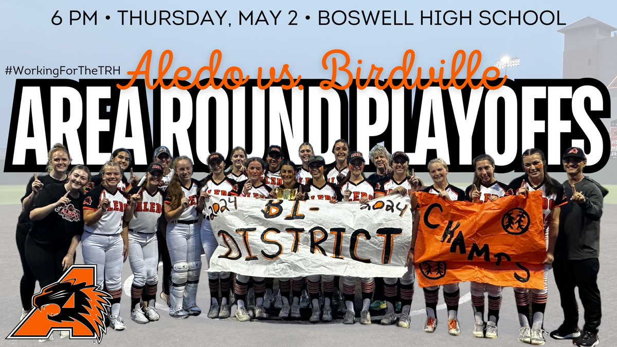 After sweeping Everman in the Bi-District round of the playoffs, the Aledo Ladycat softball team will face Birdville in a one-game playoff in the Area Round! ⌚️ 6 PM 📆 Thursday, May 2 📍 Boswell High School #allinaledo #growinggreatness #ladycatsoftball #workingforthetrh