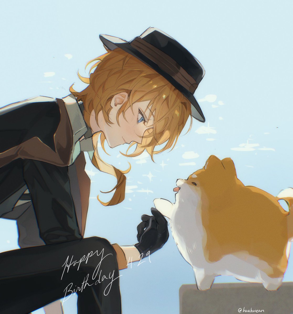 huahwean's tweet photo. #文スト最小幹部生誕祭2024 
 #文スト最小幹部生誕祭 
 #4月29日は素敵帽子くんの誕生日 

happy birthday chuuya 🥺💙 https://t.co/iOe4MiePNb