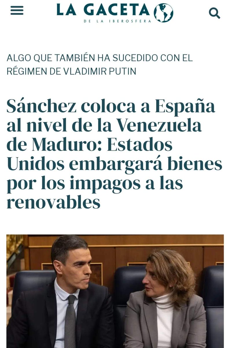 🌐 NOTICIAS DEL IV REICH Estados Unidos embargará bienes de España, algo que ya hizo el pasado año reino Unido. Culo Roto ni siquiera ha pagado el material de las renovables.