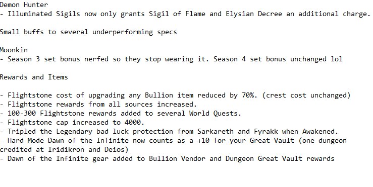 here are the patch notes i would suggest for tuesday