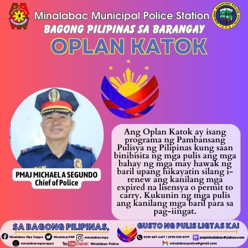 MinalabacPNP's tweet photo. Campaign on Oplan Katok 

#SaBagongPilipinasAngGustongPulisLigtasKa https://t.co/hOOugc8YvD