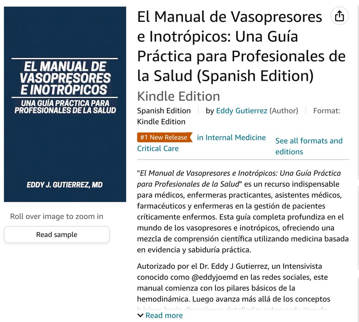 I translated my book, ‘The Vasopressor & Inotrope Handbook’ to Spanish para mis colegas en España, Suramérica y Centroamérica. ¡Espero q lo disfruten! ¡Le agradezco su apoyo un montón! amzn.to/3JDXYSA