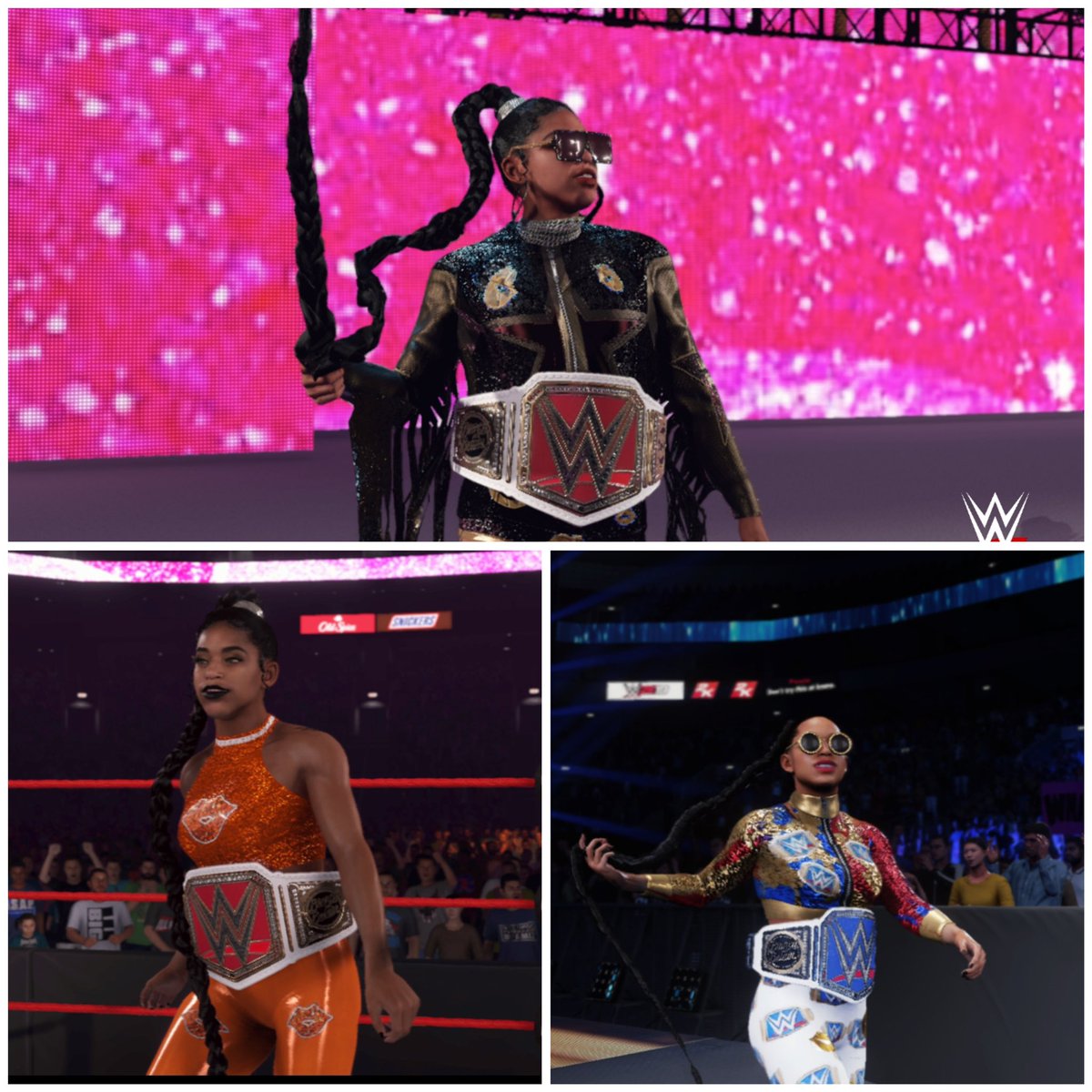 Gotta update this collage when Bianca wears the tag team titles. #WWE2K24 #WWE2K22 #WWE2K23 #WWE2K19