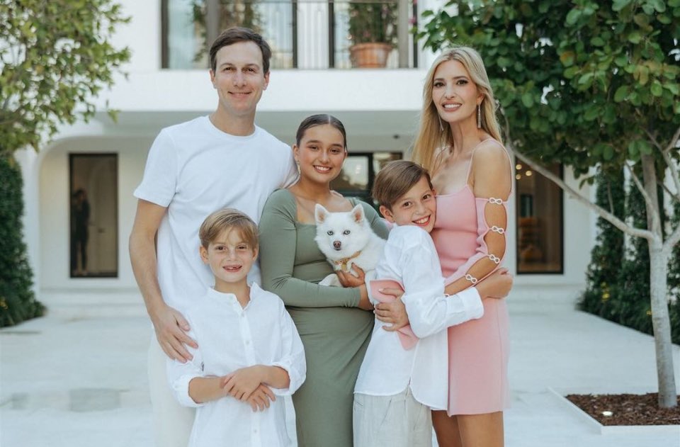 Ivanka Trump celebrated her birthday this weekend at their home in Miami, Florida. Pictured: Jared, Arabella, Ivanka, Joseph and Theodore.