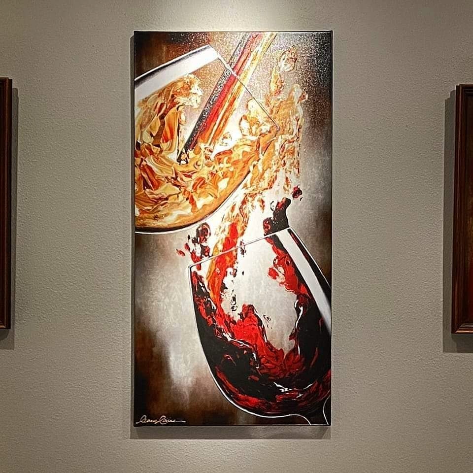 My #wine #art 'Chilled & Fulfilled' at Next Bistro (find this #wineart in many sizes www.leannelainefineart) #wineartist #winetasting