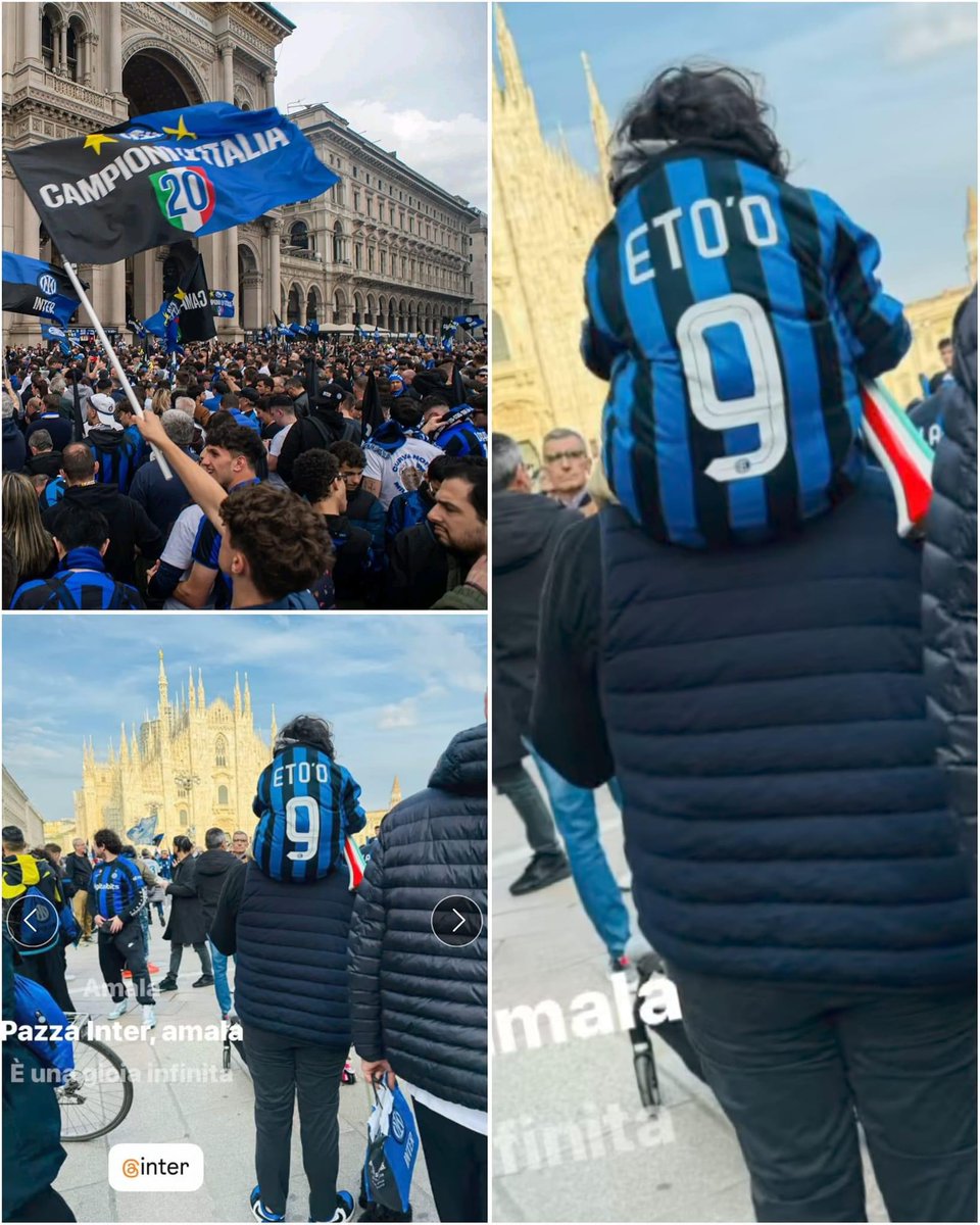 🔵⚫️ Les fans de l’Inter Milan n’ont pas oublié Samuel Eto’o à l’heure où ils célèbrent leur 20ème Scudetto. 😍👕🏆🇨🇲 @Inter