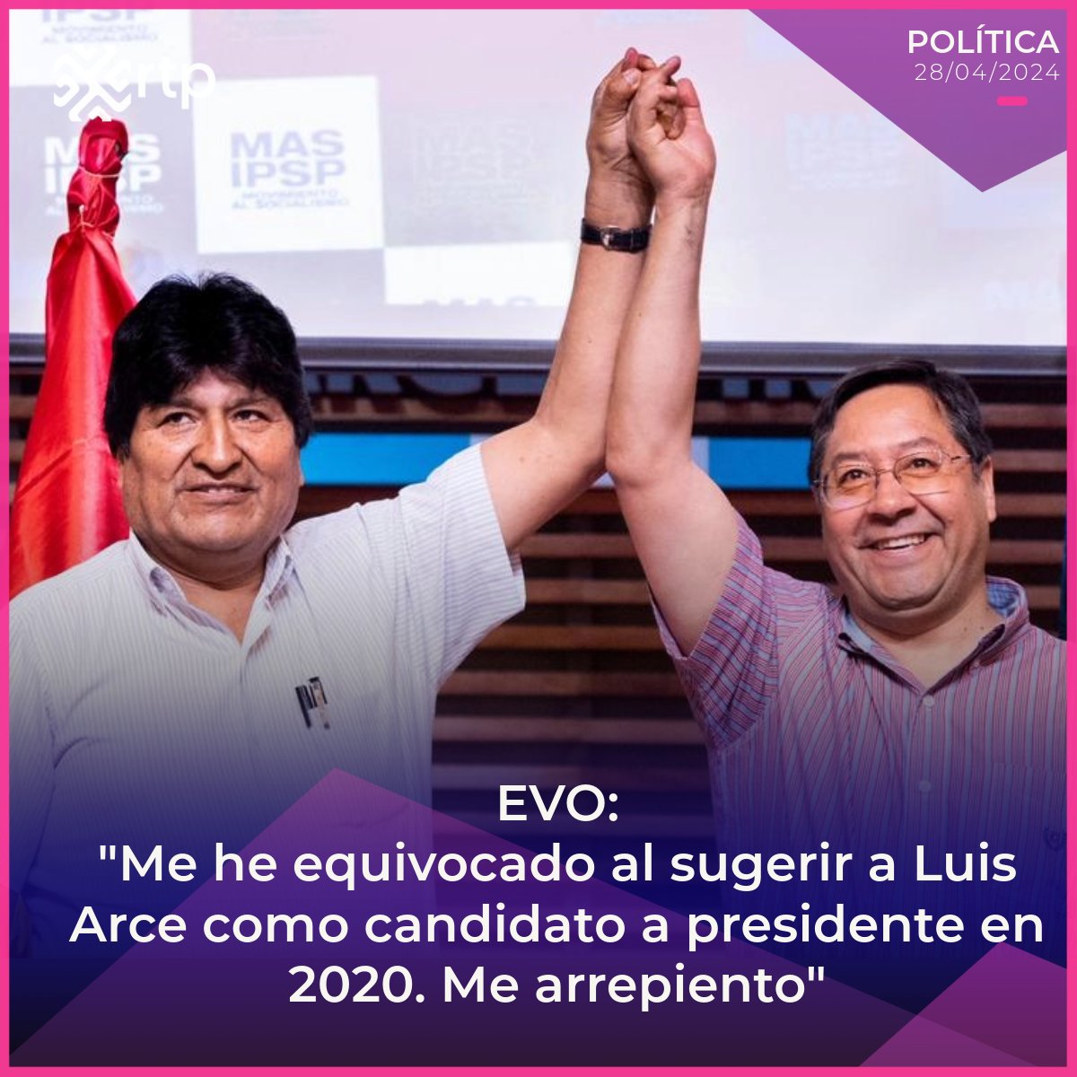 🚨Evo admite que “sugirió” a Luis Arce como candidato a presidente y confiesa: “Ahora me arrepiento” 👉Lee la nota completa en el siguiente enlace: rtpbolivia.com.bo/politica/evo-a…