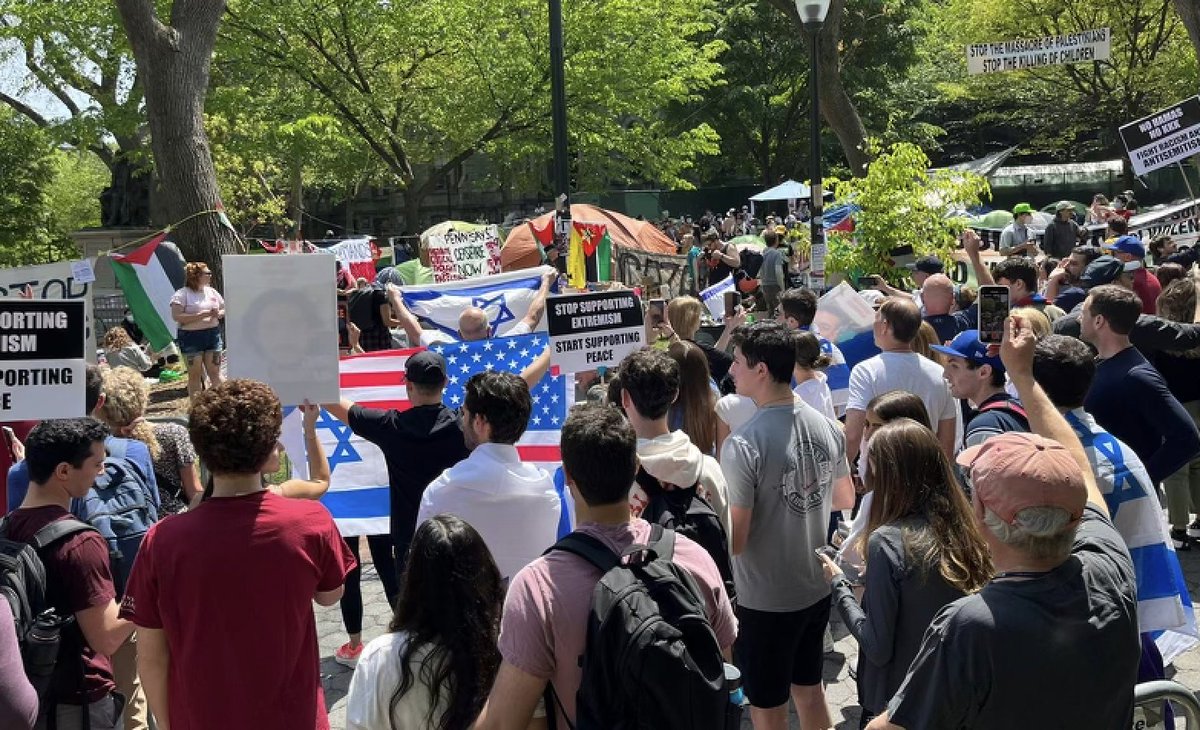 Jewish faculty, staff and students rallied at #upenn today. Things that were observed: love for the USA and Penn American flags pleas for civility and calm profuse thanking of police statements that we respect other viewpoints #Antisemitism #amyisraelchai