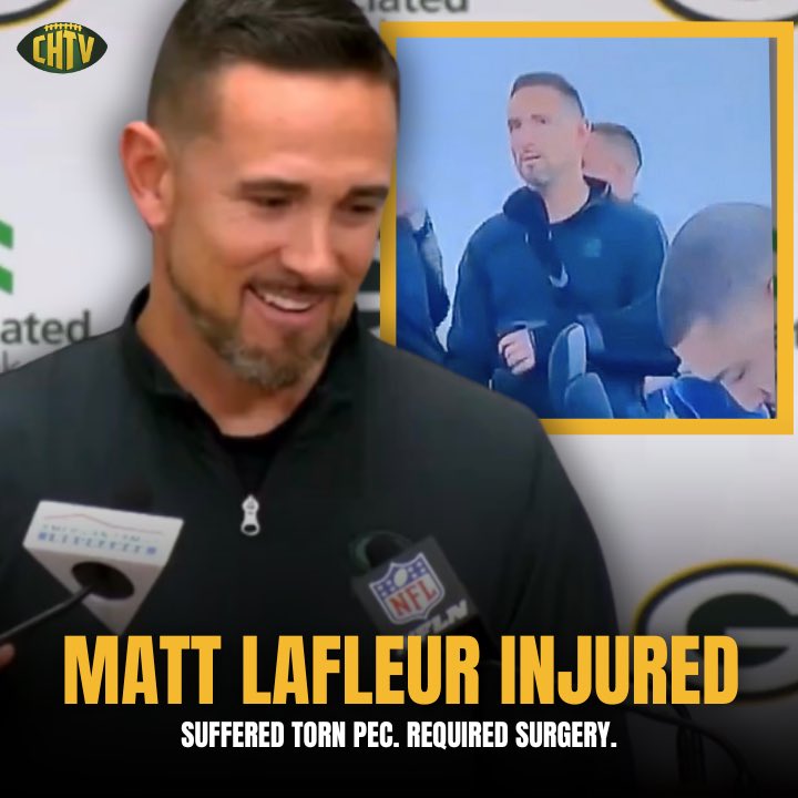 🏥 Did you notice that sling on Coach LaFleur’s arm during the draft broadcast? 👨‍⚕️LaFleur told @AaronNagler he had surgery last week for a torn pec suffered during a bench press rep 💪 Heal up soon, coach!