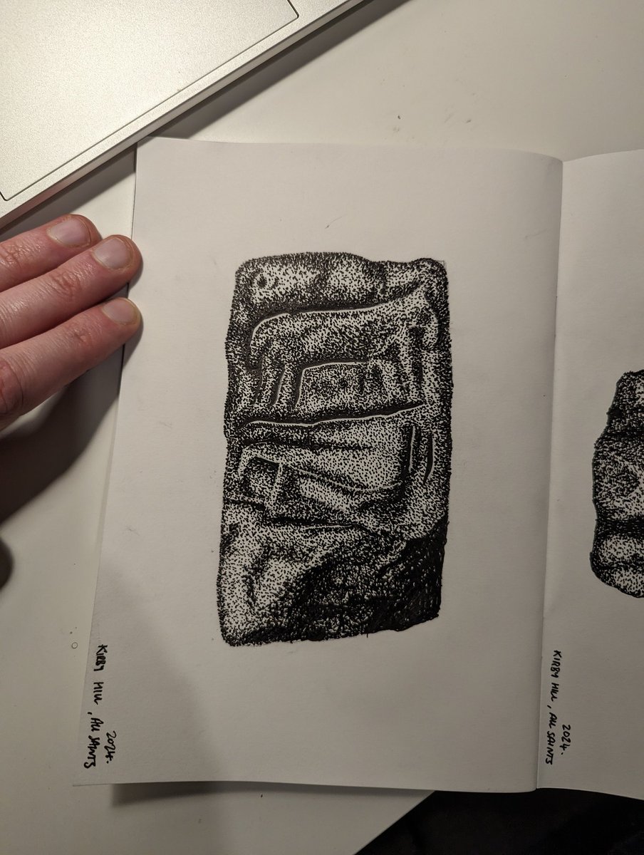 Another dot drawing of a pre-Conquest carved stone at All Saints, Kirby Hill (North Yorkshire). Start to finish.