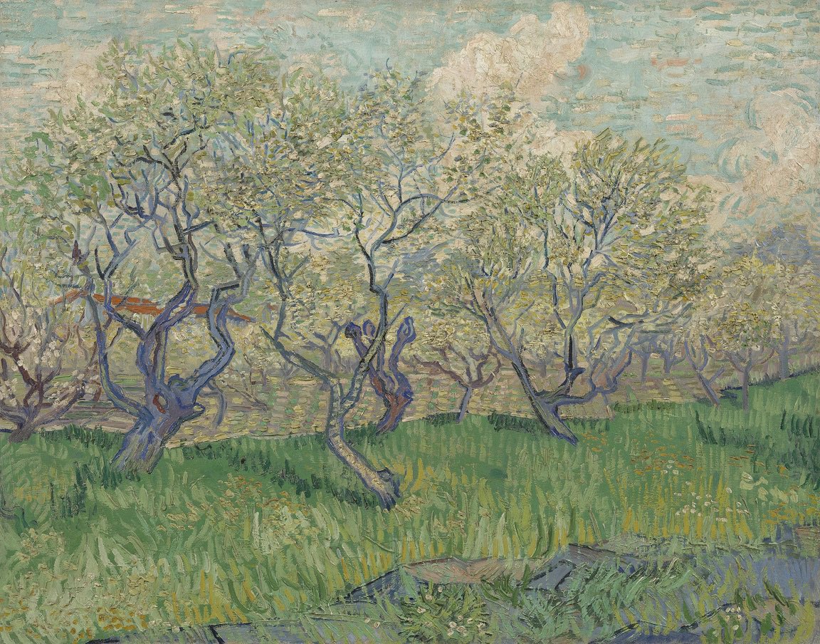 👨‍🎨 Vincent van Gogh 🇳🇱 Title: Orchard in Blossom, April 1889. Oil on canvas, 73.2 x 93.1 cm. Van Gogh Museum, Amsterdam. 🇳🇱