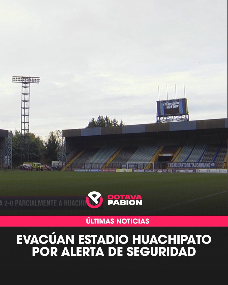 AHORA | Por alerta de seguridad, evacúan estadio de Huachipato en el entretiempo de Huachipato y Universidad de Chile. Partido supendido de momento a la espera de novedades. Información en desarrollo.