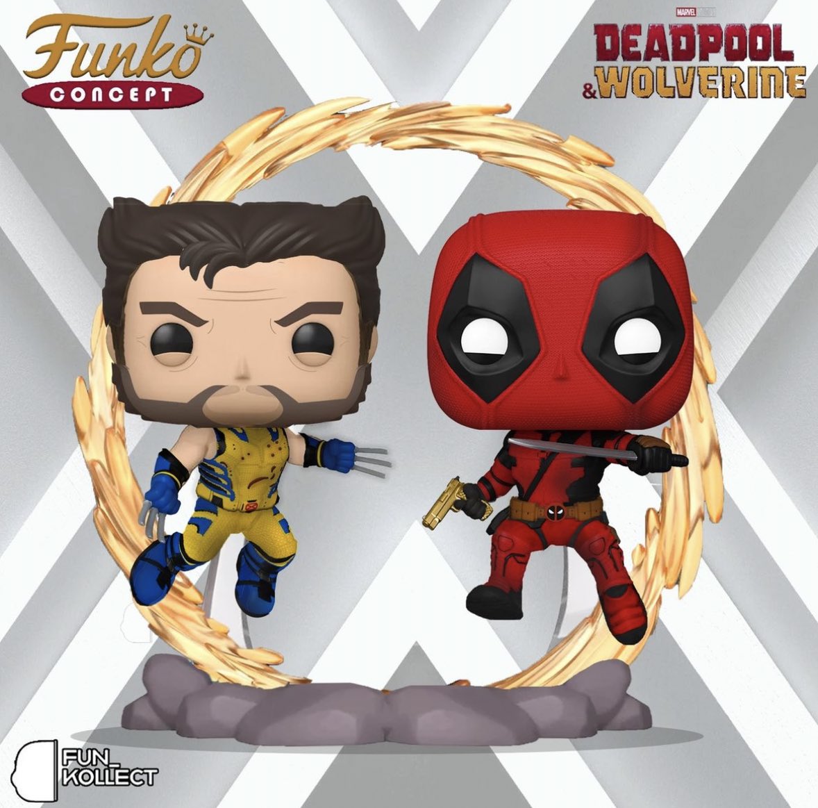 Custom time! Check out this awesome Deadpool X Wolverine Funko POP! Concept ~ hopefully they release a bunch of fun ones for this film! Created by @fun_kollect ~ #Deadpool #Wolverine #FPN #FunkoPOPNews #Funko #POP #POPVinyl #FunkoPOP #FunkoSoda