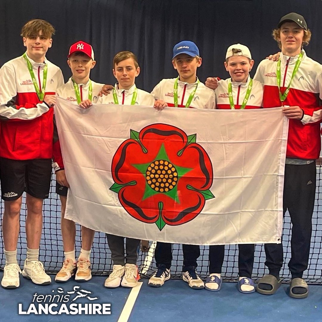 Well done to the Lancashire 14 & Under Boys Team who finished top of Group 2C in this weekend's LTA #CountyCup in Carlisle! 🎾🌹🏆