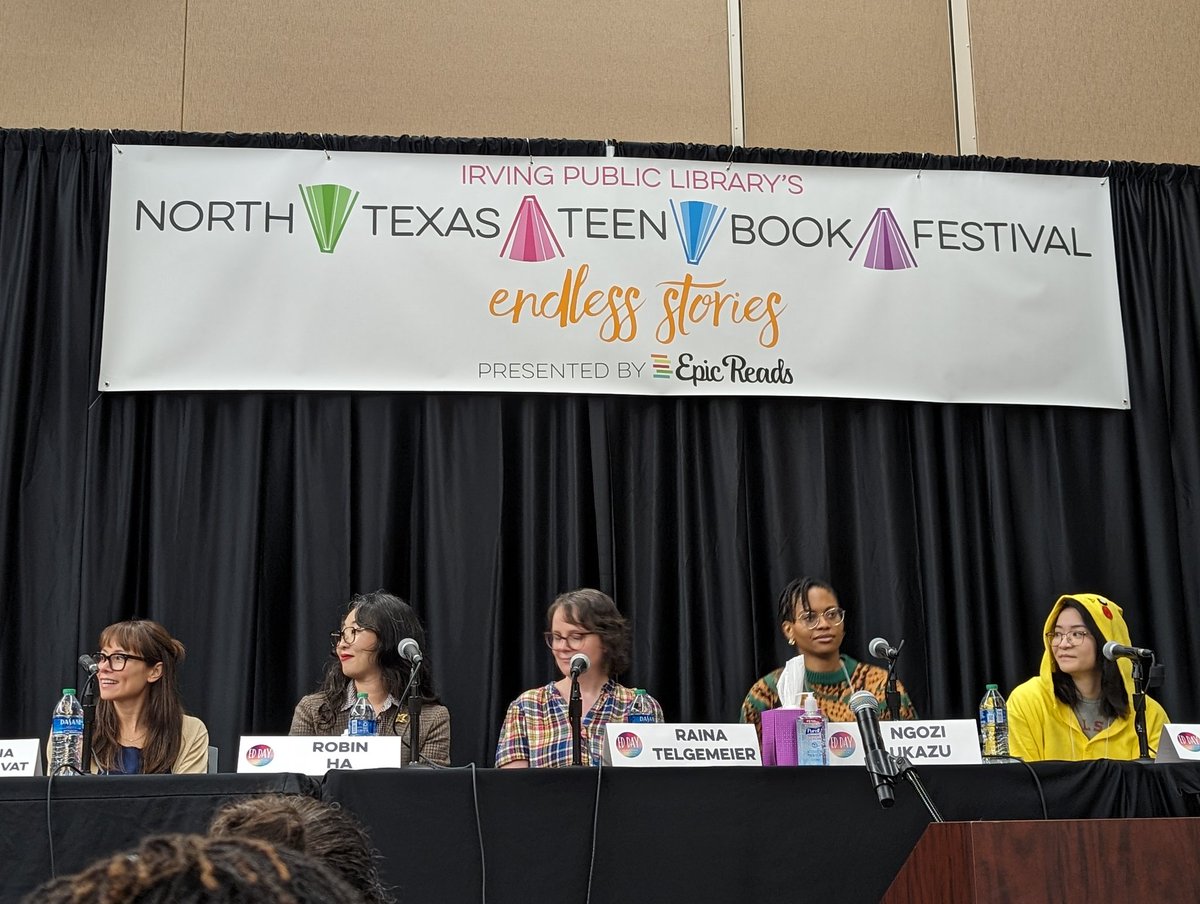 Poonam Patel (@mspatellibrary) on Twitter photo The <a href="/NTTBFest/">North Texas Teen Book Festival</a> was incredible! Hearing from legends like Lois Lowry and Laurie Halse Anderson about how books shaped their lives at a young age was truly inspiring! The graphic novel panel was a highlight - so much talent and creativity! ππ <a href="/CasaViewES/">Casa View Elementary</a> <a href="/DISD_Libraries/">Dallas ISD Libraries</a> The <a href="/NTTBFest/">North Texas Teen Book Festival</a> was incredible! Hearing from legends like Lois Lowry and Laurie Halse Anderson about how books shaped their lives at a young age was truly inspiring! The graphic novel panel was a highlight - so much talent and creativity! ππ <a href="/CasaViewES/">Casa View Elementary</a> <a href="/DISD_Libraries/">Dallas ISD Libraries</a>