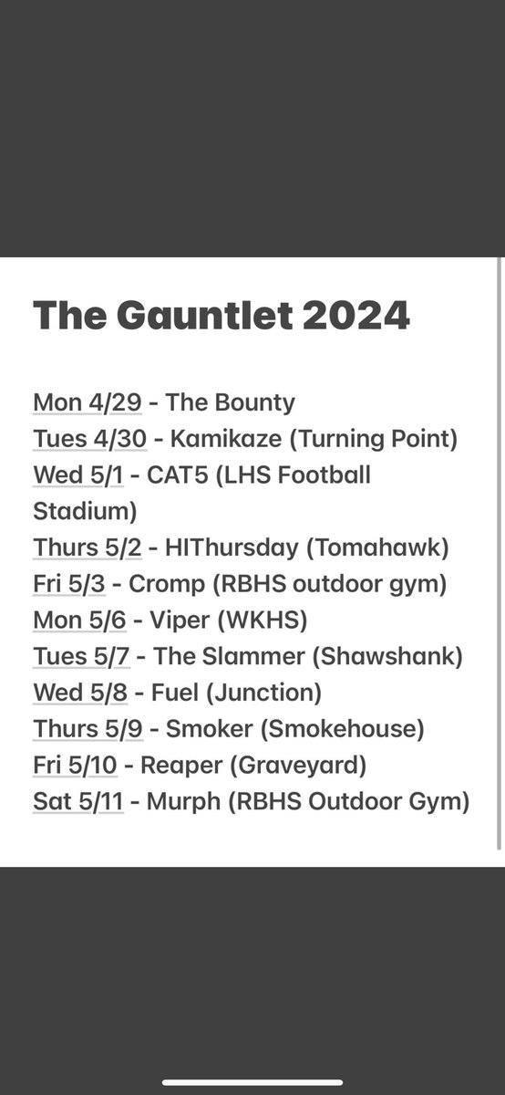 Super pumped to see many of you over these next two weeks.  Starts tomorrow at 5am at Lex HS track with a cardio beatdown delivered by the men of @F3_TheBounty. 
#PushTheRock