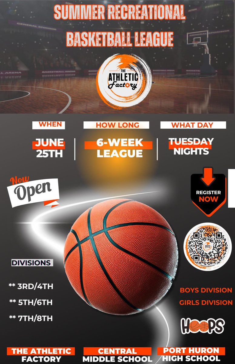 Summer rec league for boys and girls! #TheAthleticFactory #BallersElite #SummerRec #RecreactionalBasketball #PortHuron #StClairCounty