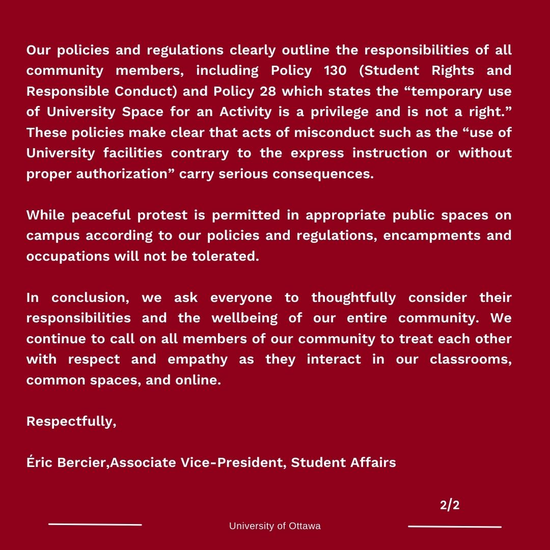 uOttawa's tweet photo. Message to the uOttawa community on freedom of expression.

For more information - https://t.co/qngNlPPPWO https://t.co/W6PlwLRgal