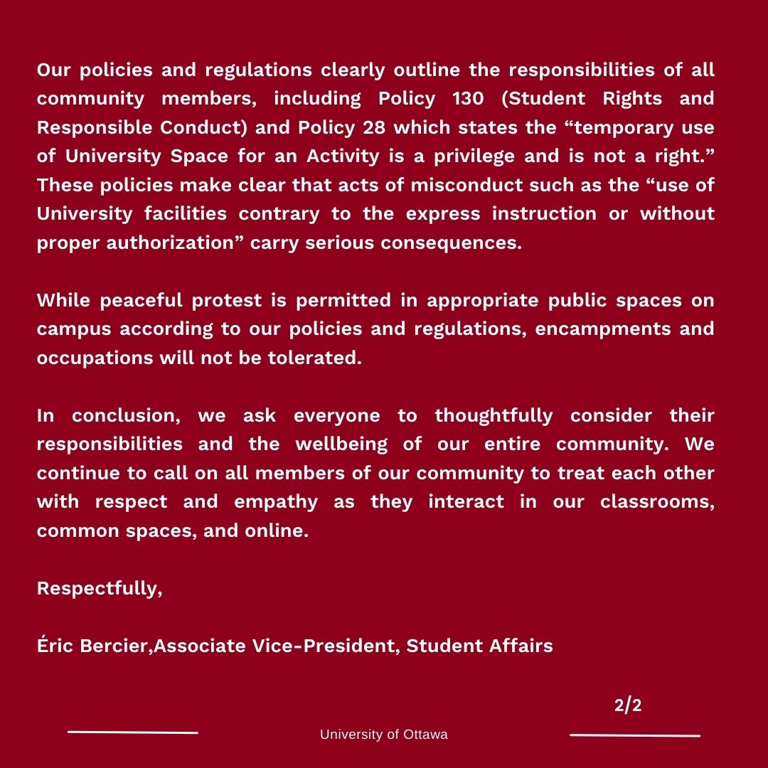 Message to the uOttawa community on freedom of expression. For more information - uottawa.ca/en/news-all/me…