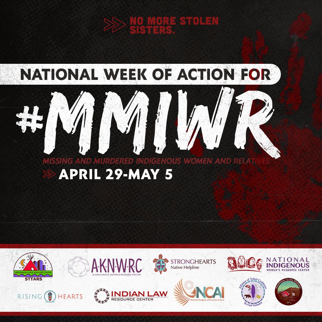 ‼️ The National Week of Action for Missing and Murdered Indigenous Women and Relatives starts tomorrow ‼️

This week, NCAI joins partners and allies from every corner of #IndianCountry to raise awareness, demand justice, and inspire progress toward ending the #MMIW epidemic.